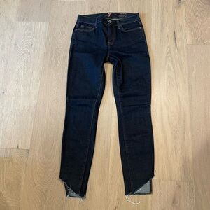 7 For All Mankind Raw Hem Indigo Skinny Jeans